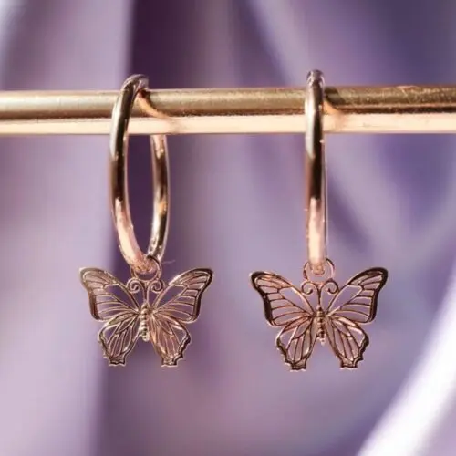 Butterfly Golden Hoops Earrings: Exquisite Butterfly Earrings for Women