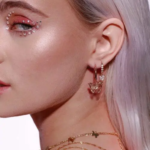 Butterfly Golden Hoops Earrings: Exquisite Butterfly Earrings for Women