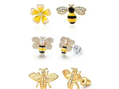 Bumblebee with Rhinestone Earrings: Korean Crystal Bee Earrings for Sweet Simplicity