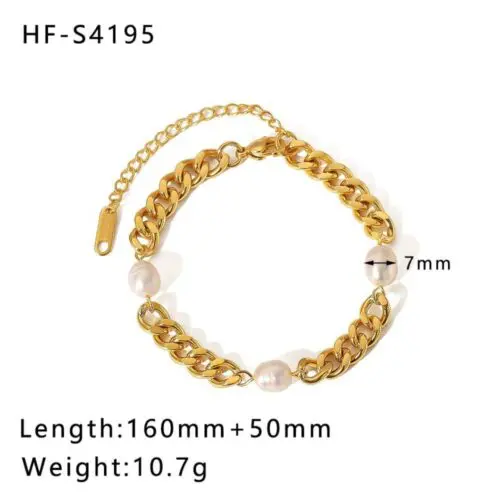 Gold-Plated Shell OT Buckle Cross Bracelet with Cuban Chain