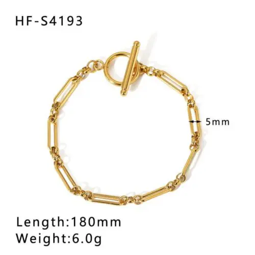 Gold-Plated Shell OT Buckle Cross Bracelet with Cuban Chain