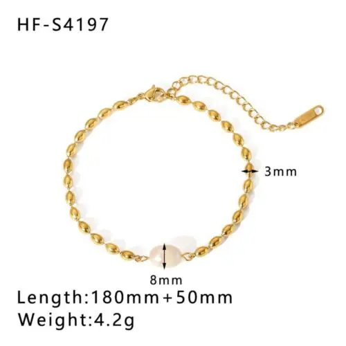 Gold-Plated Shell OT Buckle Cross Bracelet with Cuban Chain