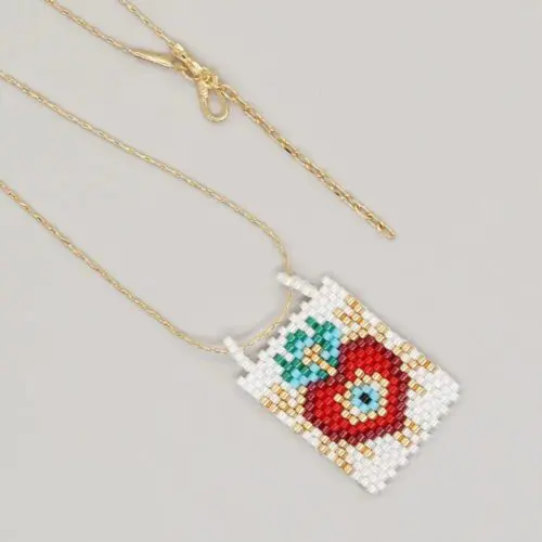 Boho Design for Women: Evil Eye Necklace Cross Pendant, Miyuki Beaded Choker Necklace Gift for Friends