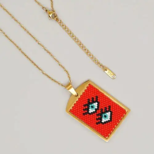 Boho Design for Women: Evil Eye Necklace Cross Pendant, Miyuki Beaded Choker Necklace Gift for Friends