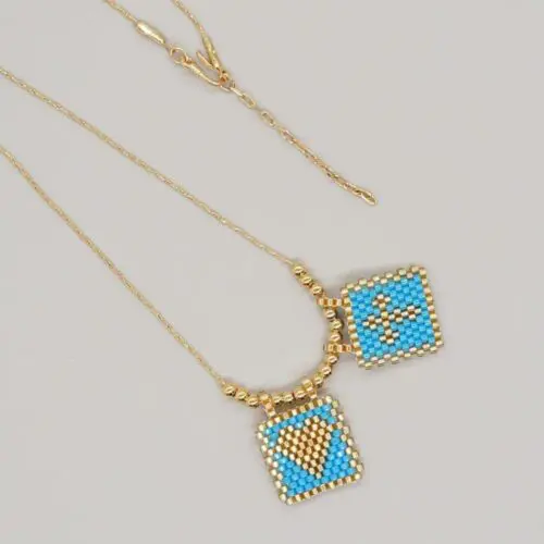 Boho Design for Women: Evil Eye Necklace Cross Pendant, Miyuki Beaded Choker Necklace Gift for Friends