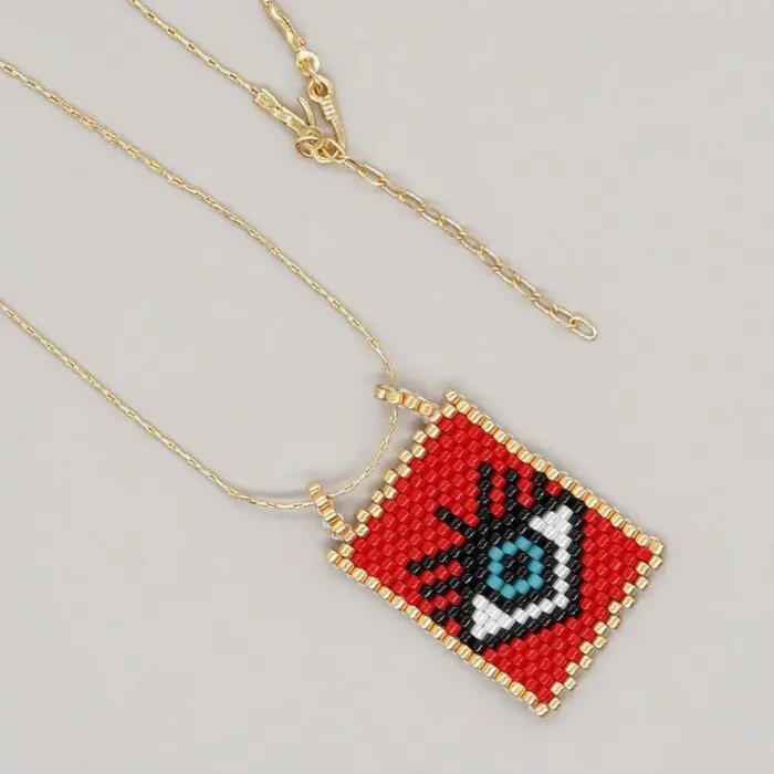 Evil Eye Necklace Cross Pendant /Miyuki Necklace Gift for Friends /Boho Handmade Woven Choker New Jewelry