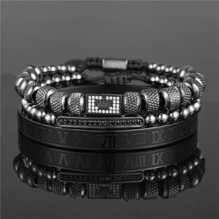 Regal Vintage Crown Braided Bracelet for Men