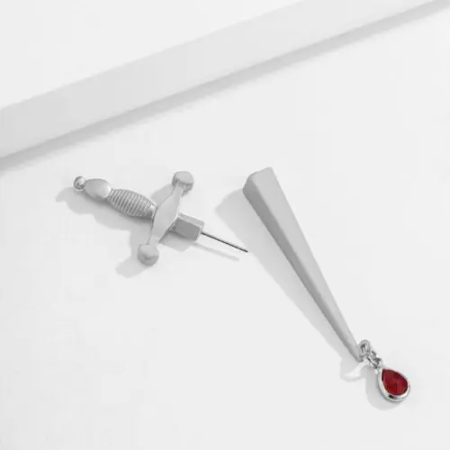 New Punk Sword Earrings - Urban Chic Red Water Drop Cross Hip Hop Earrings