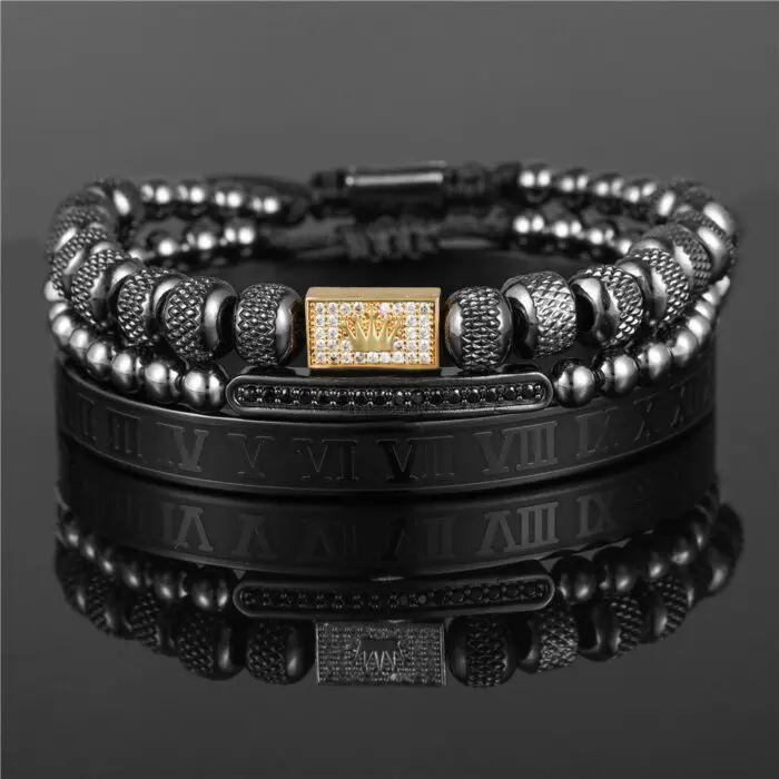 Regal Vintage Crown Braided Bracelet for Men