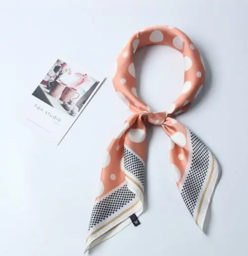 Versatile Square Scarf Shawl with Dot Print for Hair and Neck