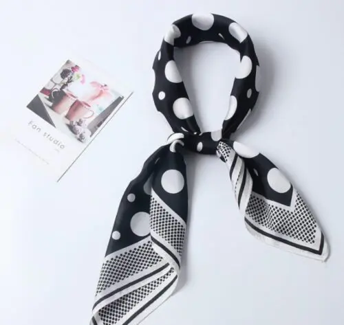 Versatile Square Scarf Shawl with Dot Print for Hair and Neck