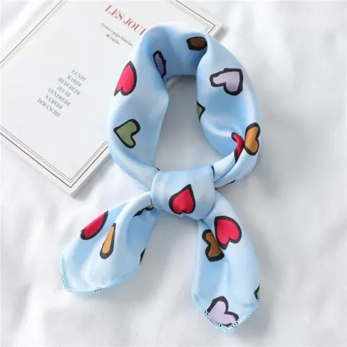 Heart Print Silk Scarf for Hair, Neck, and More – Versatile Women’s Accessory