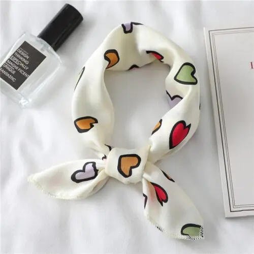 Heart Print Silk Scarf for Hair, Neck, and More – Versatile Women’s Accessory