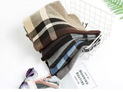 Versatile Men’s Plaid Warm Scarf