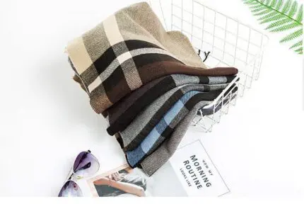 Versatile Men’s Plaid Warm Scarf