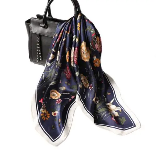Elegant Printed Silk Scarf for Professional Women/Simulated Silk Elegance