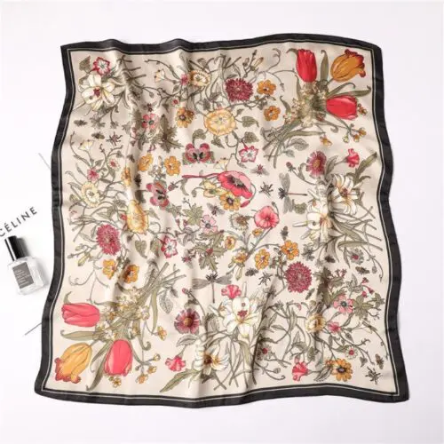 Elegant Printed Silk Scarf for Professional Women/Simulated Silk Elegance