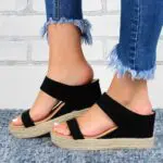 Slip on Wedge Sandals for Women Platform Sandals Espadrille Wedge Sandals Casual Open Toe High Heel Wedges Fashion Slides Comfortable Walking Sandals