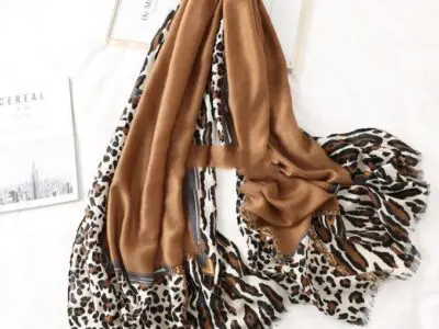 Stylish Unisex Leopard Print Cotton Scarf – Long and Casual Gauze Design