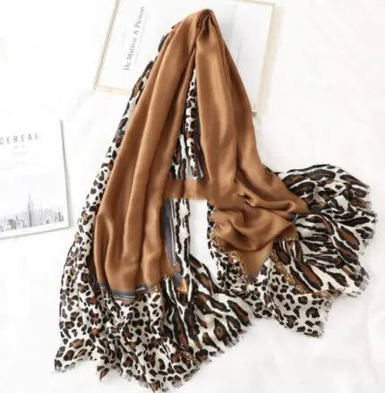 Stylish Unisex Leopard Print Cotton Scarf – Long and Casual Gauze Design