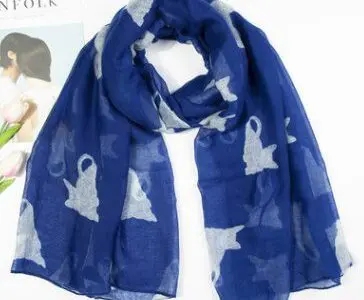 Parisian Chic with Persian Cat Print Animal Scarf