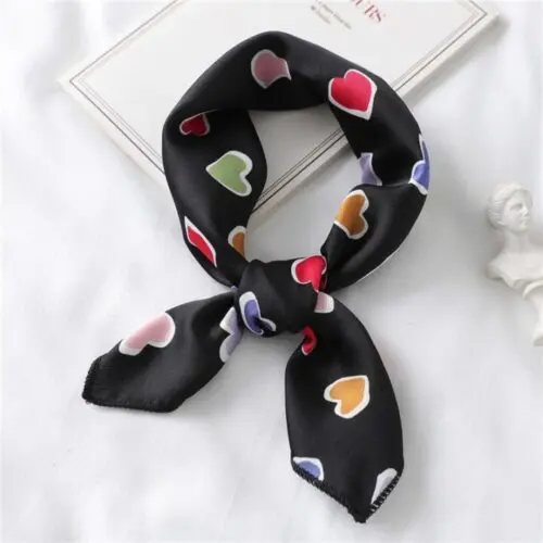 Heart Print Silk Scarf for Hair, Neck, and More – Versatile Women’s Accessory