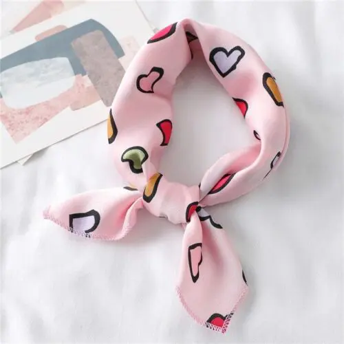 Heart Print Silk Scarf for Hair, Neck, and More – Versatile Women’s Accessory
