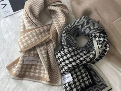 Korean-Inspired Winter Scarf: Fashionable, Double-Sided, and Warm with Pattern Print