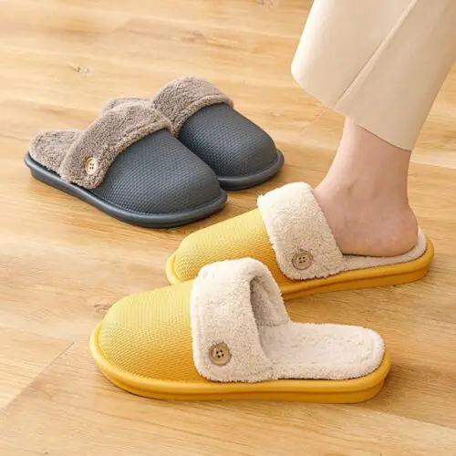 Warm Indoor Slippers: Non-Slip, Removable Lining for Home Use