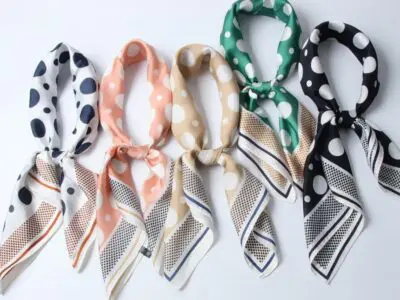 Versatile Square Scarf Shawl with Dot Print for Hair and Neck