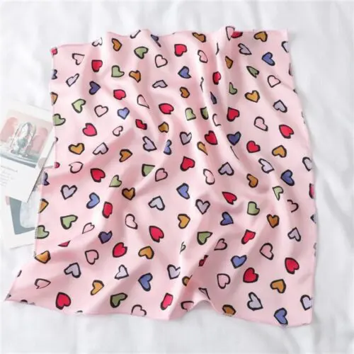 Heart Print Silk Scarf for Hair, Neck, and More – Versatile Women’s Accessory