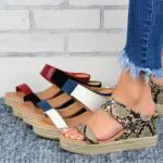 Slip on Wedge Sandals for Women Platform Sandals Espadrille Wedge Sandals Casual Open Toe High Heel Wedges Fashion Slides Comfortable Walking Sandals