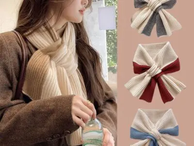 Stay Cozy in Style: Color-Blocked Knitted Scarf for Women, Ideal for Autumn and Winter