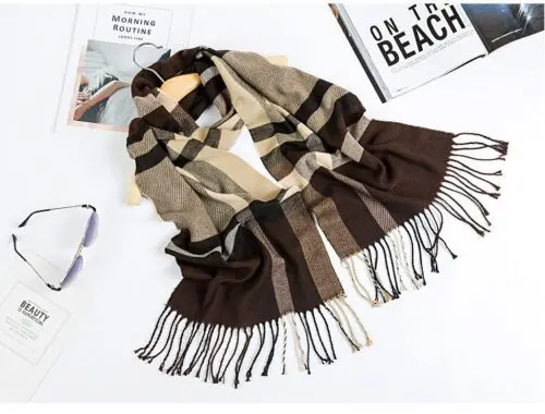 Versatile Men’s Plaid Warm Scarf