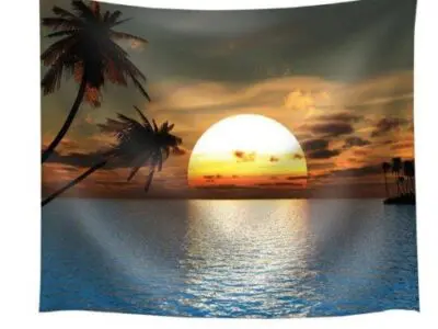 Vibrant Sunset Beach Tapestry – Home Décor and Wall Art