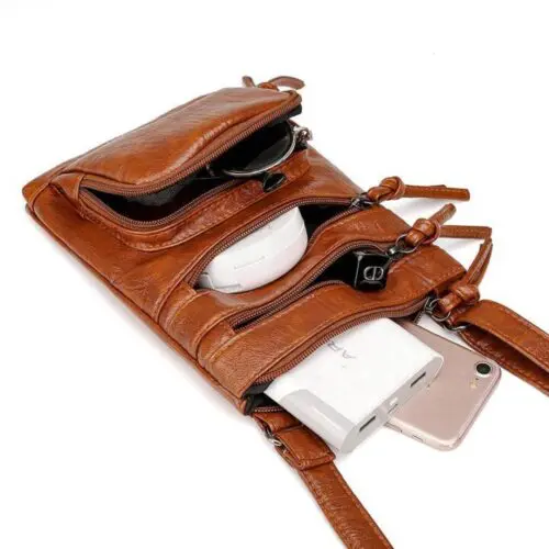 PU Leather Shoulder Bag – Stylish Organizer Handbag with Crossbody Strap and Smartphone Pockets