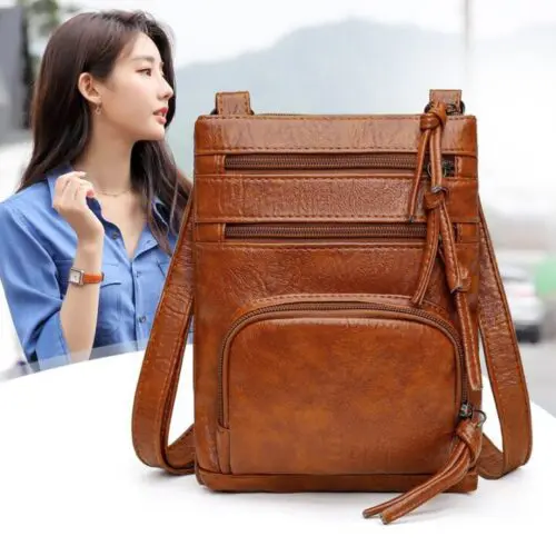 PU Leather Shoulder Bag – Stylish Organizer Handbag with Crossbody Strap and Smartphone Pockets