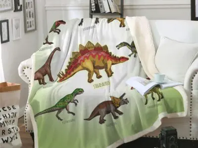 Jurassic Dinosaur Kids Fluffy Soft Cotton Blanket – Cartoon Boys and Girls Throw Blankets for Beds, Home Textile by Bedding Outlet