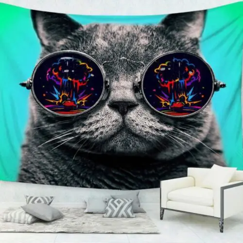Cute Cat Tapestry – Aesthetic Living Room House Decoration, Wall Hanging, and Room Decor