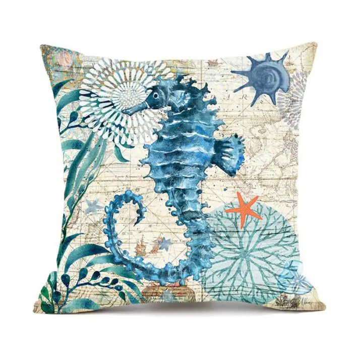 Sea Inspired Printed Cushion Covers – Decorative Throw Pillow Cases for Home Décor, Sofa, Chair, and Seat