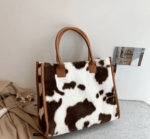 Fashion Animal Print PU Leather Small Handbag with Plush Design for Women