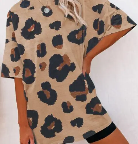 Wildly Chic Leopard Print Boyfriend Fit Loose T-Shirt