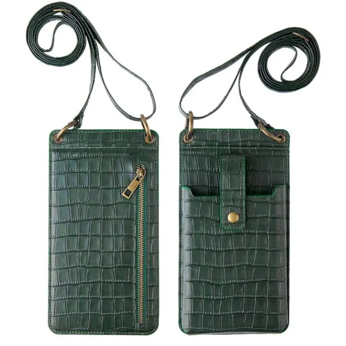 Versatile Crocodile-Pattern Crossbody Bag / Phone Holder and Wallet in One