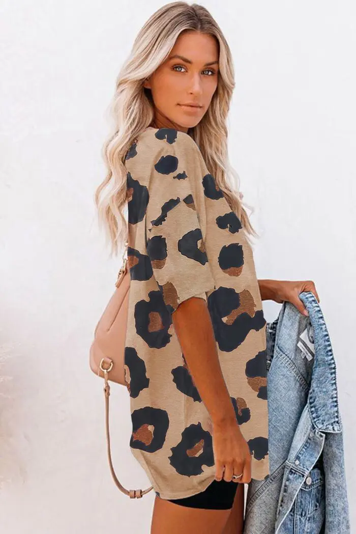 Wildly Chic Leopard Print Boyfriend Fit Loose T-Shirt