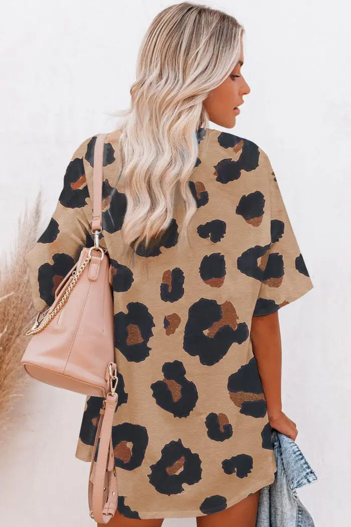 Wildly Chic Leopard Print Boyfriend Fit Loose T-Shirt