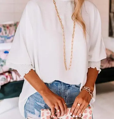 White Shift Top with Elegant Smocked Wrist Detail