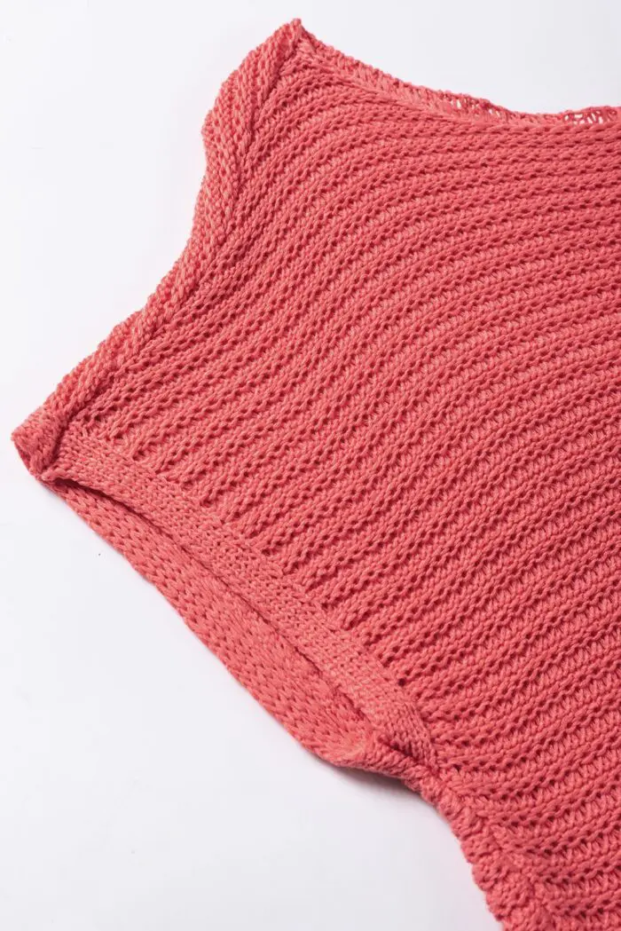 Cozy Elegance-Solid Loose-Knit Sweater with Short Dolman Sleeves