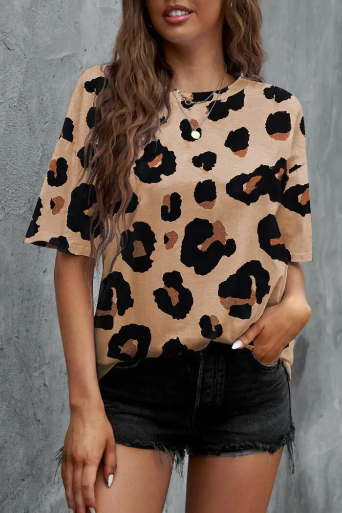 Wildly Chic Leopard Print Boyfriend Fit Loose T-Shirt
