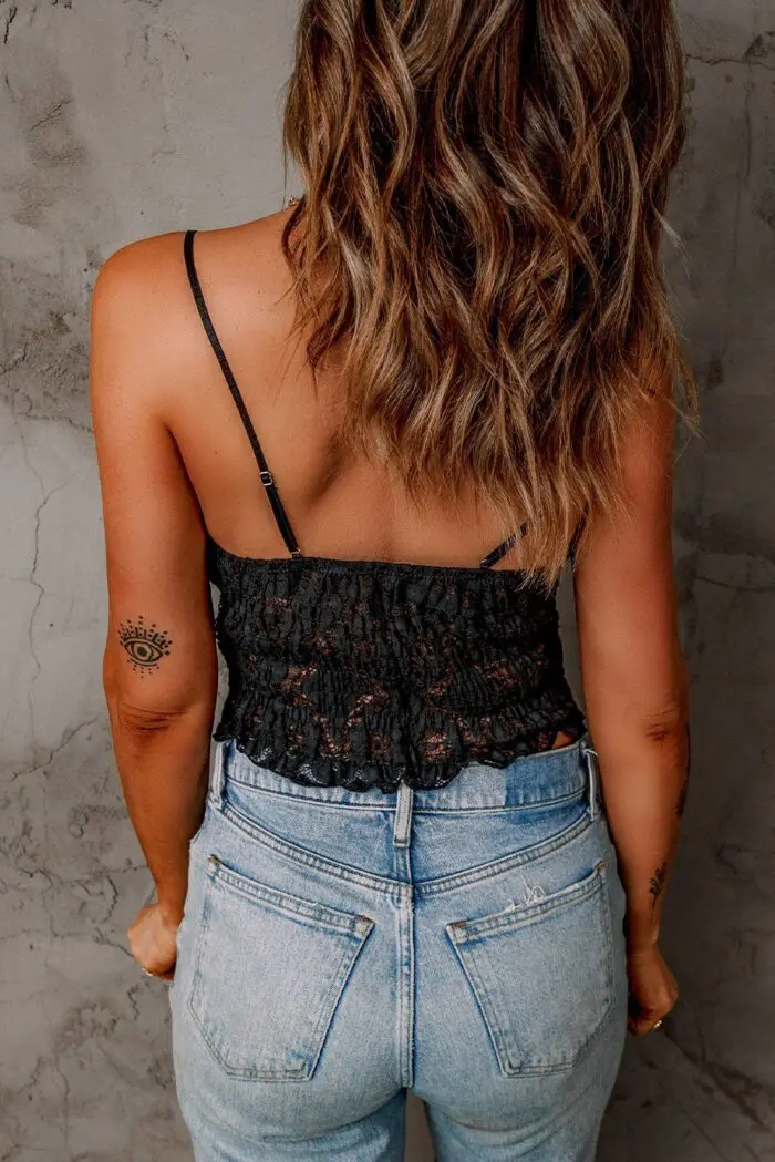 Chic and Alluring Black Lace Bralette Crop Top