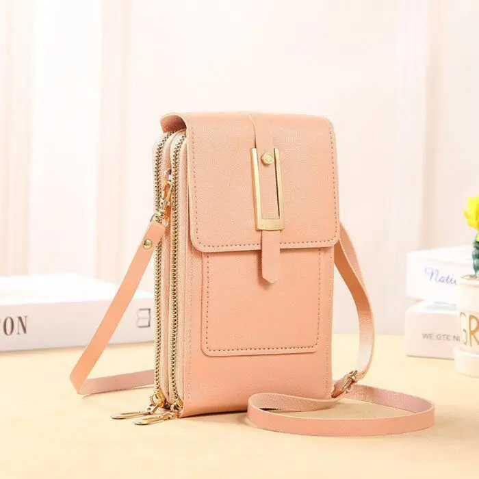 Stylish Transparent Window Crossbody Shoulder Bag with Touch Screen Phone Compartment for Women